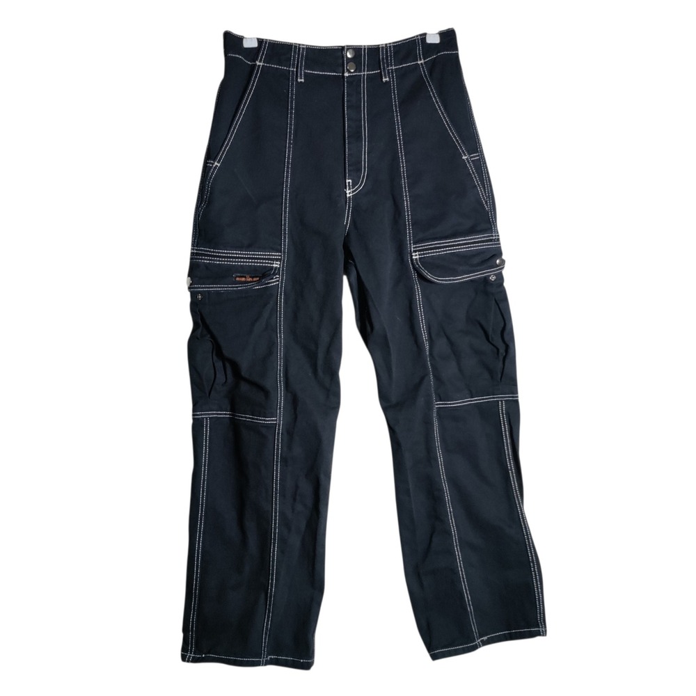 BDG Urban Outfitters Black Contrast Stitch Cargo Pants Mens 32 Straight Leg